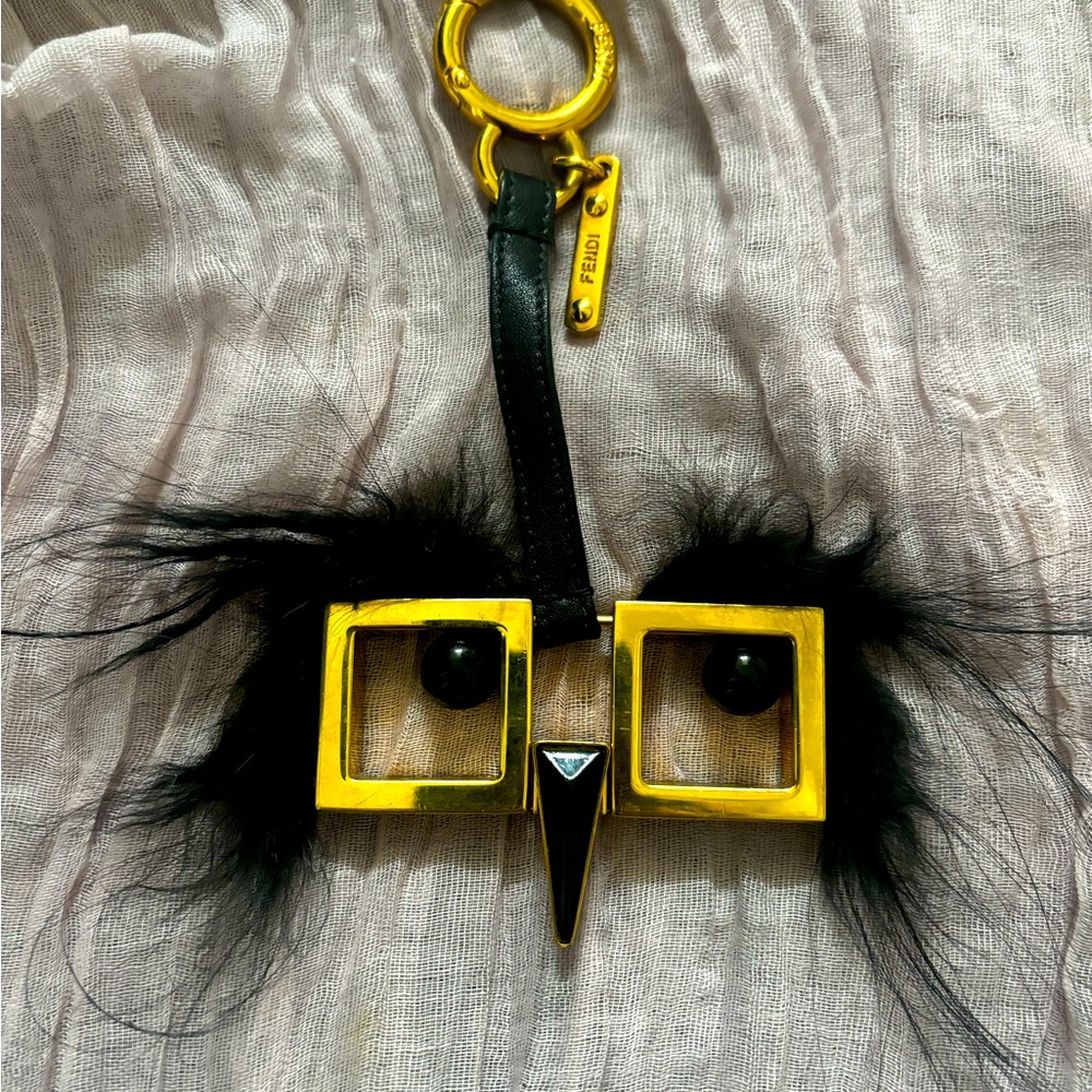 Iconic fur Fendi keychain